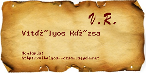 Vitályos Rózsa névjegykártya